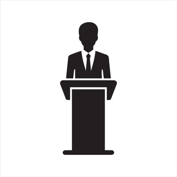 recommend clip art: Lecturer or public speaker icon. Tribune presentation. Speaker, Presentation icon
