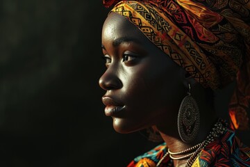 African lady in traditional print attire.