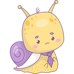 Cute groovy snail boy in tie