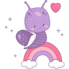Snail boy  on rainbow
