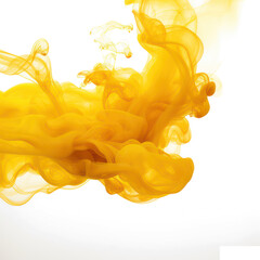 Abstract Yellow splash ink smoke, Yellow splash smoke with liquid splash on transparent png.	

