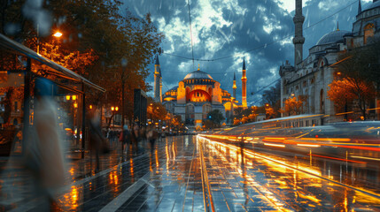 Hagia Sofia, Istanbul, blue hour, long exposure - obrazy, fototapety, plakaty