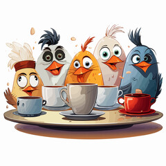 The Coffee Cup Stacking Squad! Chuckle along with these competitive birds as they test their coffee cup stacking skills