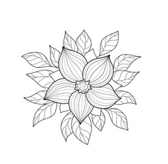 Fototapeta premium Floral design sketch for stained glass, coloring and decoration.