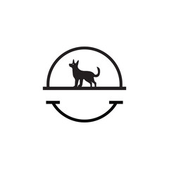 Round and circle dog animal logo design . Simple colorful dog silhouette