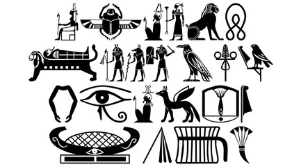 ancient Egyptian relics icon set PNG transparent
