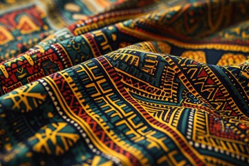 African fabric with geometric pattern. - obrazy, fototapety, plakaty
