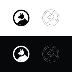 line art circle dog animal logo design . dog simple vector logo design