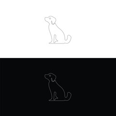 line art circle dog animal logo design . dog simple vector logo design