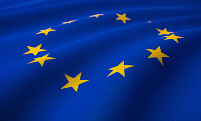 European Union flag, A series of flags of the world. 3d Render