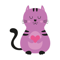cute cat holding heart, design for valentines day or birthday