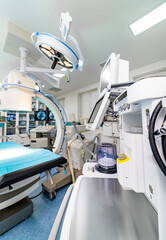 Modern surgical equipment in the operating room