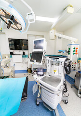 Modern operating room in hospital. Modern medical equipment in the operating room