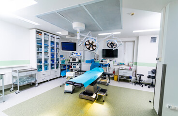 Modern operating room in hospital. Modern medical equipment in the operating room
