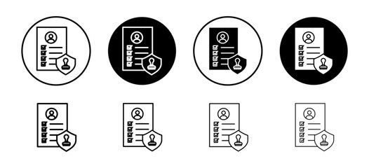 Permit vector icon set collection. Permit Outline flat Icon.