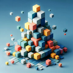 pyramind made with 3D colorful cubes