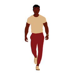 Fototapeta premium Young stylish black man in elegant style vector