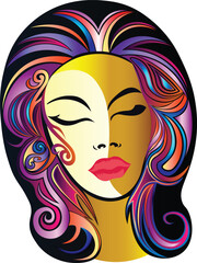 Colorful Girl face art vector illustrator