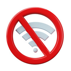 3D Render, 3D Illustration. No internet connection concept with wifi, isolated on transparent background.