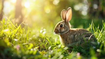 Fototapeta premium Rabbit sitting in grass