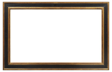 Gold picture frame with black insert on a transparent background, in PNG format.