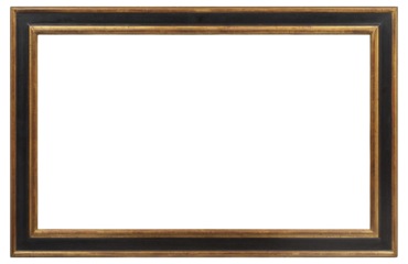 Gold picture frame with black insert on a transparent background, in PNG format.
