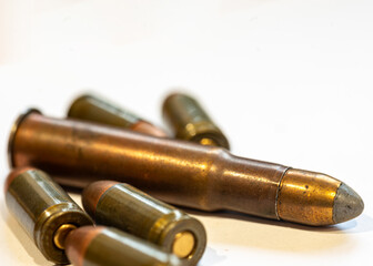 photograph of fired bullets and cartridges