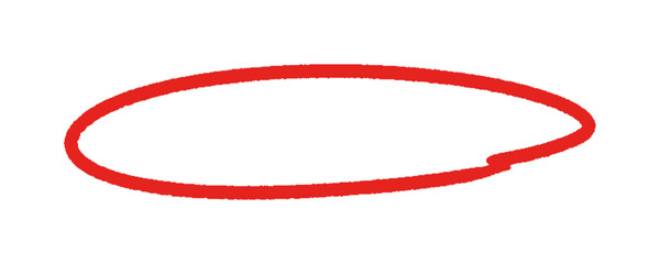 横長のラフな手書きの赤い丸 - 正解･マル付け･重要のイメージ素材
