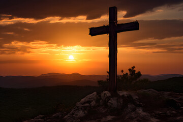 big majestic cross on sunset