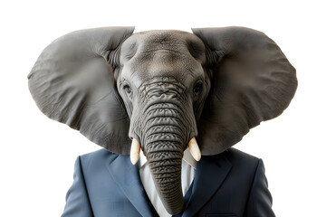 Elephant animal in a business suits at the studio on isolated background.  Generative Ai