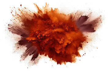 Abstract colored brown powder, dirt cloud explode smoke cloud, a soft dust explode cloudy on transparent png. - obrazy, fototapety, plakaty