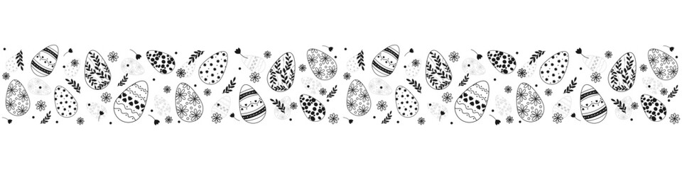 Easter seamless ornament pattern. Happy Easter banner. Modern Easter design - 726567223