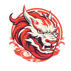 traditional red chinese dragon for chinese new year 2024, chinese logo, chinese lucky dragon symbol, Lùhng, ryū, 龍/竜, yong, 용, mungkorn, มังกรจีน, rồng, generative AI