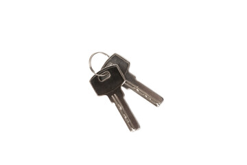 House keys isolated on white background.Real estate and insurance concept.Copy space.