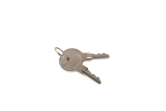 House keys isolated on white background.Real estate and insurance concept.Copy space.