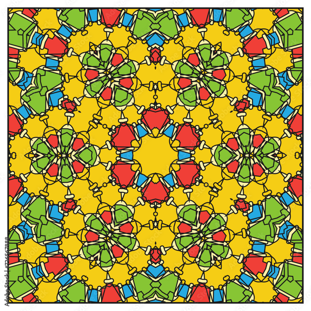 Aufkleber abstract circular ornament with multi-colored contour composition. version no. 4. vector illustratio