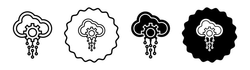 SaaS set in black and white color. SaaS simple flat icon vector