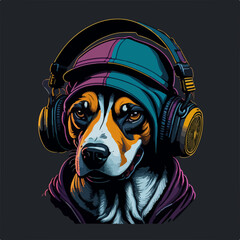 A stylish t-shirt design with a colorful graffiti of a rapper and his loyal dog rocking their...