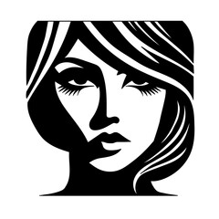 Vector illustration of stylized woman's face on white separate background