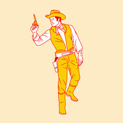Simple cartoon illustration of a cowboy 4