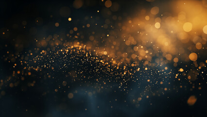 Obraz na płótnie Canvas Starry Night: Unfocused Golden Particles in the Dark
