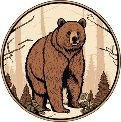 Bear in circle, Brown Bear