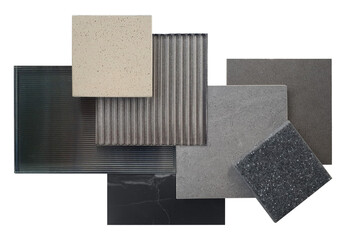 combination of interior material samples for modern loft style concept including corrugated...