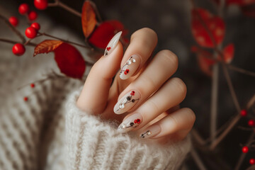 Female Hand With Natural Minimalistic Nail Design, Shellac Manicure