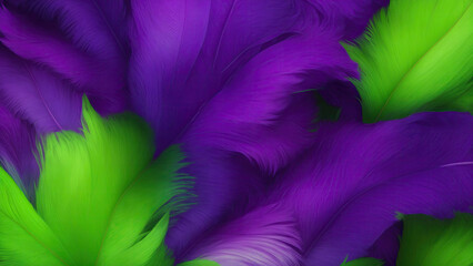 Stylish Green and Purple Soft Feathers Background