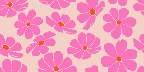 Exotic hand drawn flowers, seamless patterns with floral for fabric, textiles, clothing, wrapping paper, cover, banner, home decor, abstract backgrounds. Vector illustration.