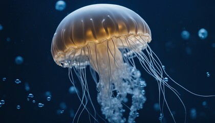 Jellyfish. Large white jellyfish underwater. Sea life. AI generated