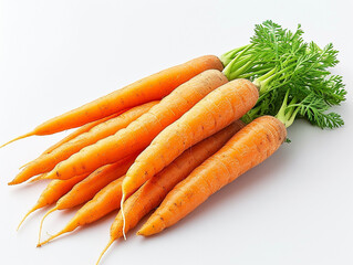 Fresh carrots on white background in minimalist style. 