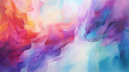 An abstract oil painting that evokes the essence of fluorite crystals, with a play of colors and shapes on the canvas. - obrazy, fototapety, plakaty
