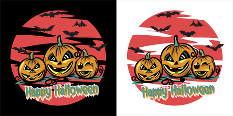 Obraz premium Halloween vector design for t-shirts in black and white